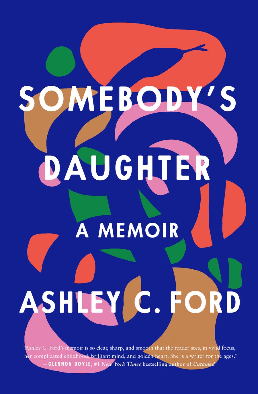 Cover of Somebody's Daughter; the silhouette of a snake over multicolored rounded shapes