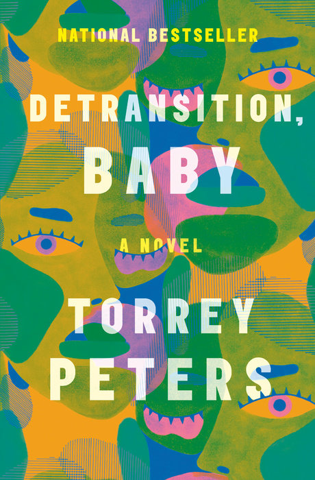 Cover of Detransition, Baby, green and blue abstract, overlapping faces