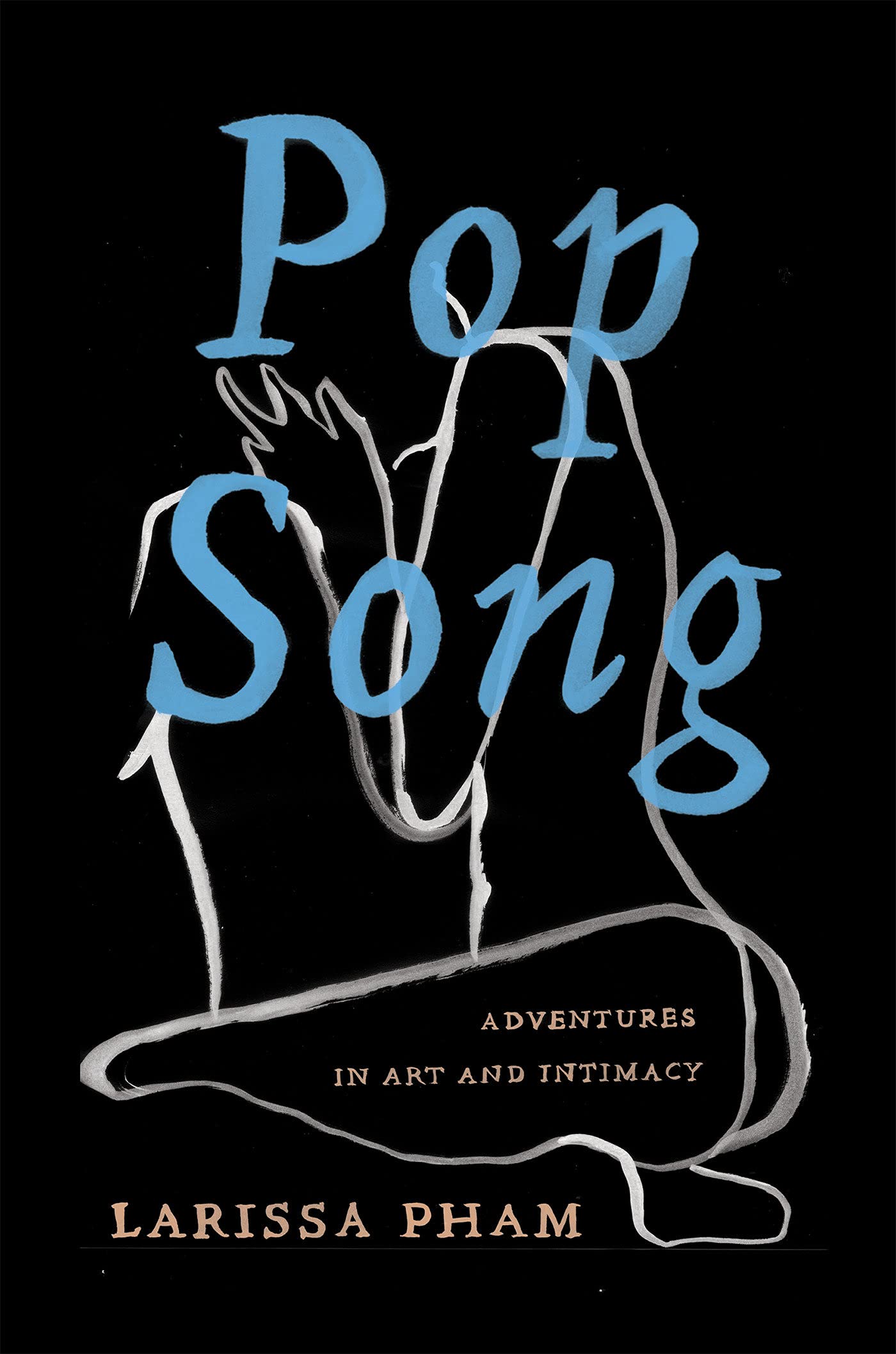 Cover of Pop Song, all black with a white, gestural drawing of a woman's form